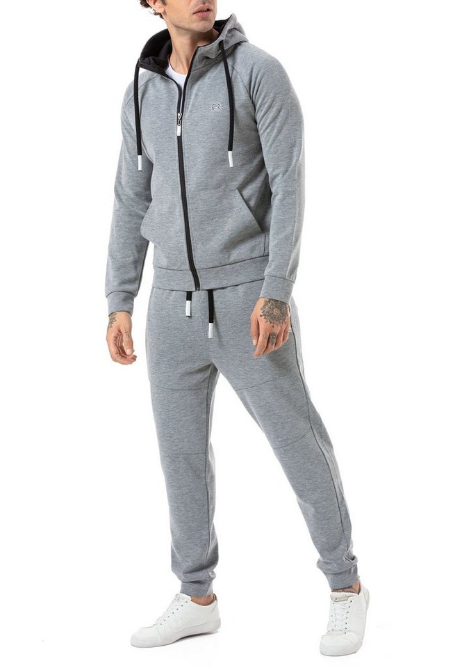 RedBridge Jogginganzug Red Bridge Herren Jogginganzug Sweat Jacke und Hose Set Grau L (Spar-Set, 2-tlg), Komfortabel von RedBridge