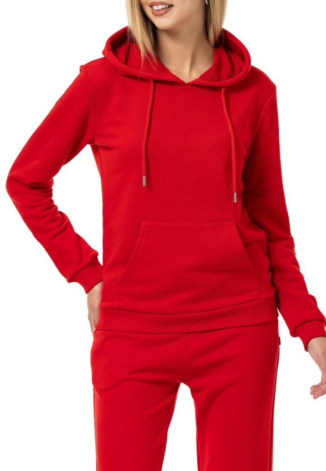 RedBridge Kapuzensweatshirt Red Bridge Damen Kapuzenpullover Hoodie Premium Basic Rot-3XL hochwertiger Baumwollmix von RedBridge