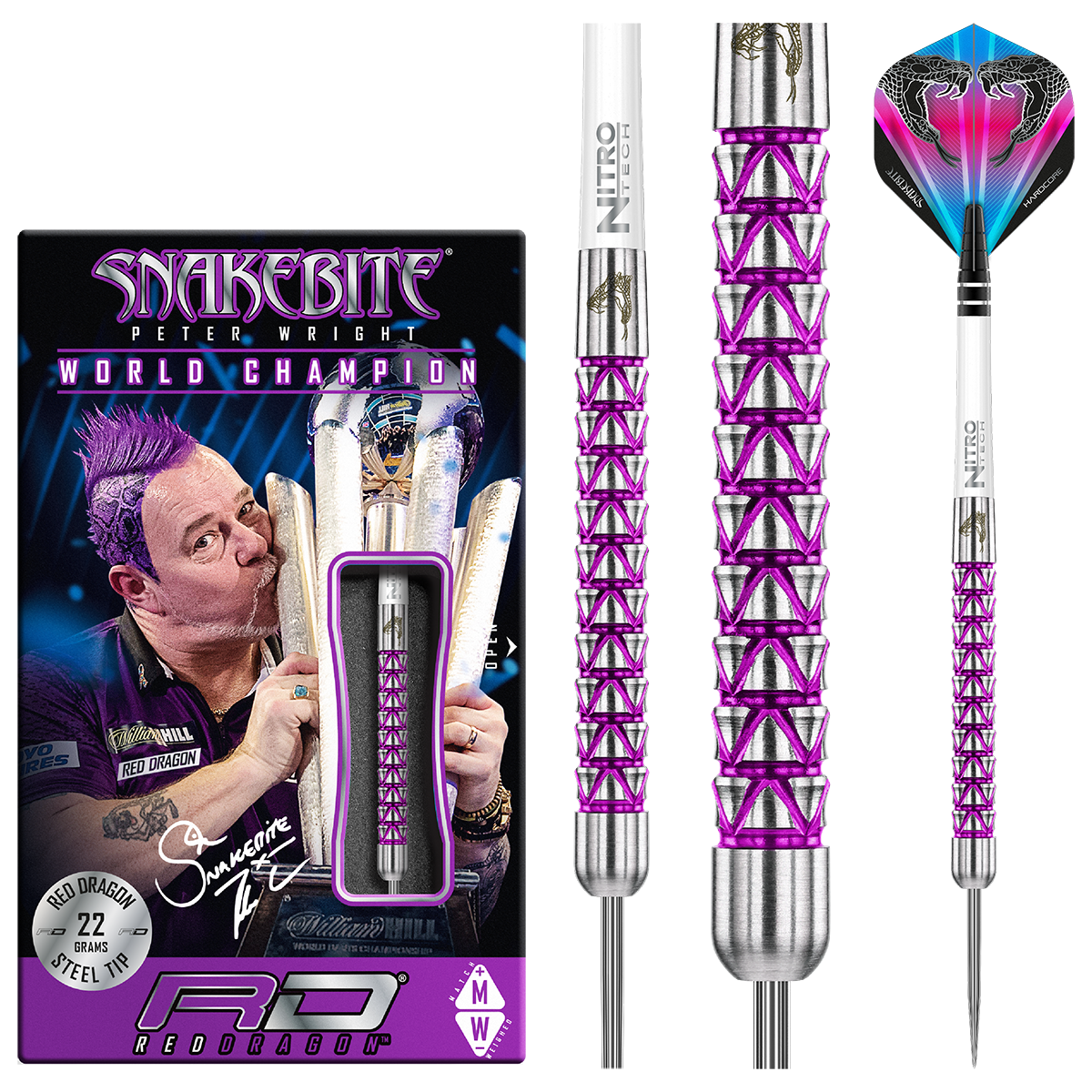 Peter Wright Vyper Steeldarts 22g oder 24g 22g von RedDragon