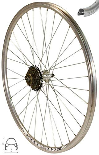 Redondo 26 Zoll Hinterrad Laufrad Hohlkammer Felge QR Silber + 7 Fach Kranz Redondo 26 Zoll Hinterrad Laufrad Hohlkammer Felge QR Silber + 7 Fach Kranz von Redondo