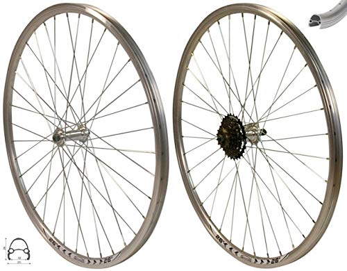 Redondo 26 Zoll Laufrad Set HR + VR Hohlkammer Felge QR Silber + 6 Fach Kranz Redondo 26 Zoll Laufrad Set HR + VR Hohlkammer Felge QR Silber + 6 Fach Kranz von Redondo