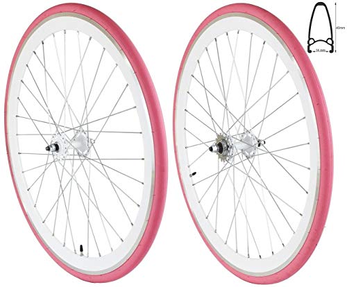 Redondo 28 Zoll Laufrad Set Singlespeed Fixie Laufrad Felge Weiß Pink + Reifen von Redondo