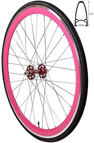 Redondo 28 Zoll Vorderrad Singlespeed Fixie Laufrad Felge Pink Schwarz + Reifen von Redondo