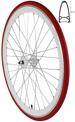 Redondo 28 Zoll Vorderrad Singlespeed Fixie Laufrad Felge Weiß Rot + Reifen von Redondo