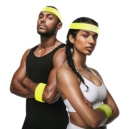 Reebok 3-teiliges Unisex-Schweißband-Set – 5,7 cm Workout-Stirnband und 8,3 cm Armbänder mit Stay Dry-Technologie, Frottee-Band, feuchtigkeitsableitendes Gewebe, hochwertiges Fitness-Zubehör für von Reebok