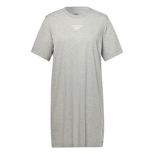 Reebok Damen T-Stück Kleid, Medium Grey Heather/White, S von Reebok