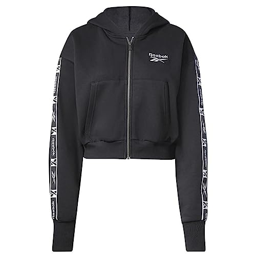 Reebok Damen Tape Pack Full Zip Hooded Sweatshirt, Schwarz, L Reebok Damen Tape Pack Full Zip Hooded Sweatshirt, Schwarz, L von Reebok