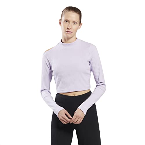 Reebok Damen Yoga Rib Langarm T-Shirt, Lila, S/S, violett, M von Reebok