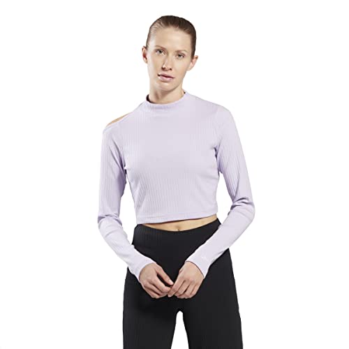 Reebok Damen Yoga Rib Langarm T-Shirt, Lila, S/S, violett, M Reebok Damen Yoga Rib Langarm T-Shirt, Lila, S/S, violett, M von Reebok