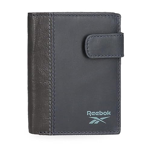 Reebok Division Vertikale Geldbörse mit Klickverschluss, Blau, 8,5 x 10,5 x 1 cm, Leder, blau, Talla única, Vertikale Geldbörse mit Klickverschluss von Reebok