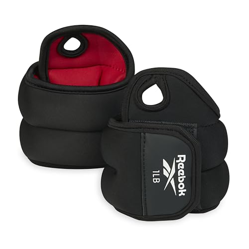 Reebok Handgelenkgewichte, tragbare Gewichte mit Daumenschlaufe für Arm-Fitness, Boxen, Yoga, Wandern und mehr, Polyester-Spandex-Handgelenkbandagen, Heim-Workout-Essentials & Fitness-Zubehör für von Reebok