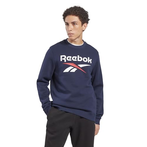 Reebok Herren Big Stacked Logo Crew Sweatshirt, Vector Navy, L, Vector Navy, L von Reebok