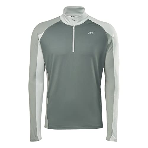 Reebok Herren Laufshirt mit Viertelreißverschluss, langärmelig, Grün, S, grün, L Reebok Herren Laufshirt mit Viertelreißverschluss, langärmelig, Grün, S, grün, L von Reebok