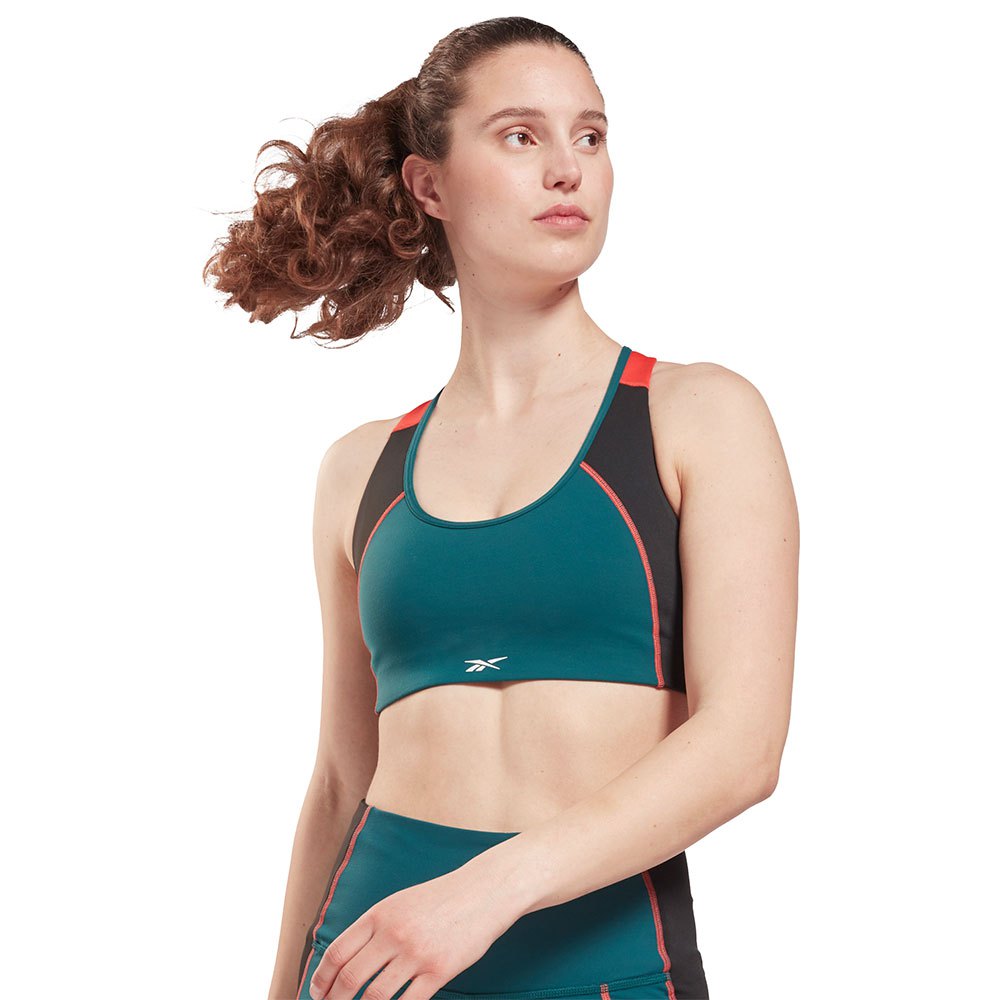 Reebok Lux Racer Colorblocked Sports Bra Grün S Frau von Reebok