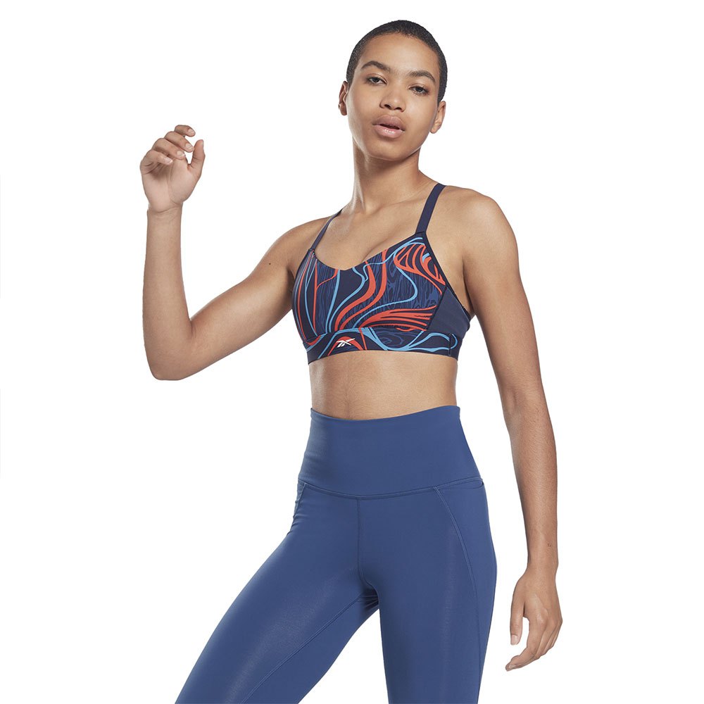 Reebok Lux Strappy Aop Sports Bra Blau XS Frau von Reebok