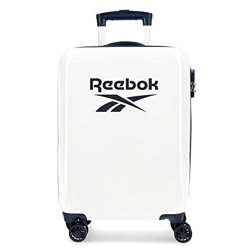 Reebok Maveryck Kabinenkoffer Weiß 38 x 55 x 20 cm Starres ABS Seitliches Zahlenschloss 34 L 2,86 kg 4 Doppelräder Handgepäck von Reebok