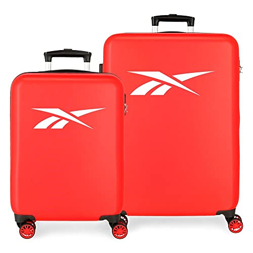 Reebok Portland Kofferset, Rot, 55/68 cm, starres ABS, seitliches Zahlenschloss, 104 l, 6 kg, 4 Doppelrollen, Handgepäck von Reebok