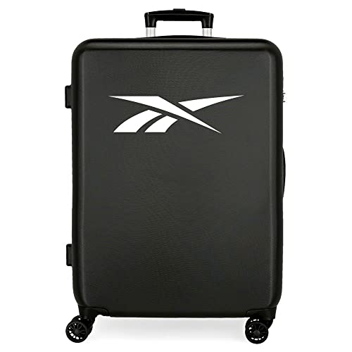 Reebok Portland Medium Koffer Schwarz 48x68x26 cm Starres ABS Seitliches Zahlenschloss 70L 3 kg 4 Doppelräder von Reebok