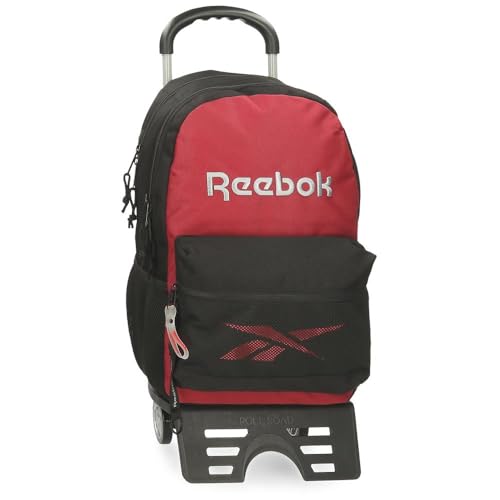 Reebok Portland Schulrucksack mit Trolley, Schwarz, 31 x 44 x 15 cm, Polyester, 20,46 l, Schwarz, Schulrucksack mit Trolley von Reebok