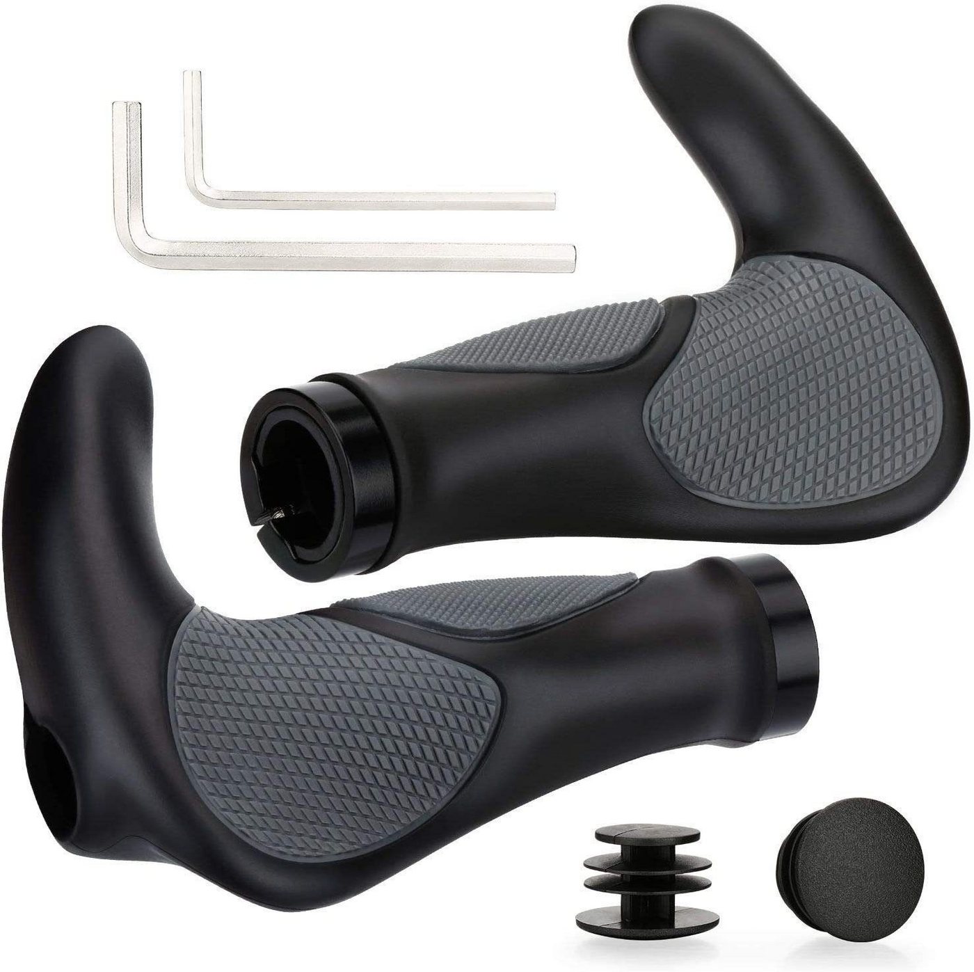 Refined Living Fahrradlenkergriff Fahrradgriffe ergonomisch Fahrrad Lenker Griffe mit Bar Ends,1 Paar (rutschfest & einfach zu montieren, für MTB & BMX, Zwei Seiten Lock-On Design aus rutschfestem Gummi), Geeignet für Fahrräder,Mountainbikes,Scooter mit 22 mm Durchmesser. Refined Living Fahrradlenkergriff Fahrradgriffe ergonomisch Fahrrad Lenker Griffe mit Bar Ends,1 Paar (rutschfest & einfach zu montieren, für MTB & BMX, Zwei Seiten Lock-On Design aus rutschfestem Gummi), Geeignet für Fahrräder,Mountainbikes,Scooter mit 22 mm Durchmesser. von Refined Living