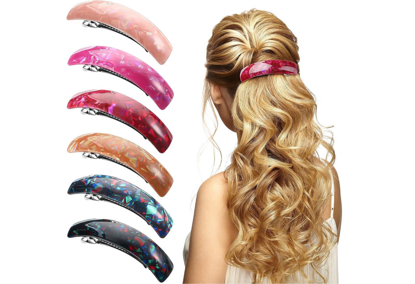 Refttenw Haarspange für Dicke Haare Große Haarklammer Damen 6 St, Blumenstil Refttenw Haarspange für Dicke Haare Große Haarklammer Damen 6 St, Blumenstil von Refttenw