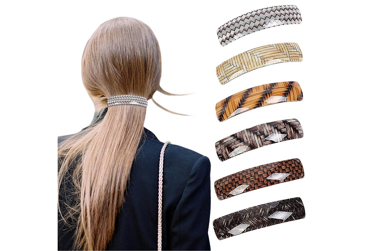 Refttenw Haarspange für Dicke Haare Große Haarklammer Damen 6 St, Karierter Stil Refttenw Haarspange für Dicke Haare Große Haarklammer Damen 6 St, Karierter Stil von Refttenw