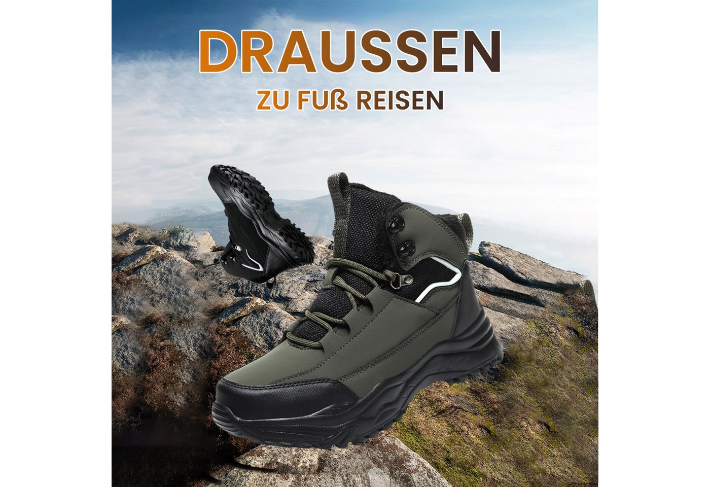 Refttenw Herren Schneestiefel,Warm Gefüttert, Rutschfest,Wasserabweisend Winterstiefel Outdoor Trekkingschuhe, Rutschfest Wanderschuhe Refttenw Herren Schneestiefel,Warm Gefüttert, Rutschfest,Wasserabweisend Winterstiefel Outdoor Trekkingschuhe, Rutschfest Wanderschuhe von Refttenw