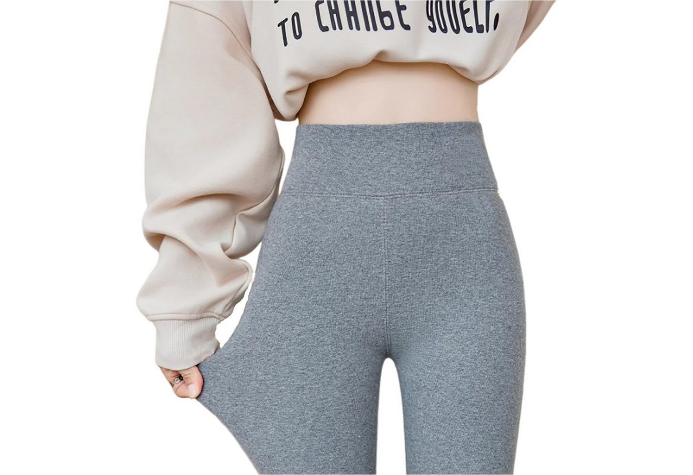 Refttenw Thermoleggings Verdickt Stretch-Hose Gefütterte Highwaist Damen Leggins mit Shaping Effekt, Geeignet für Höhe unter 168cm von Refttenw