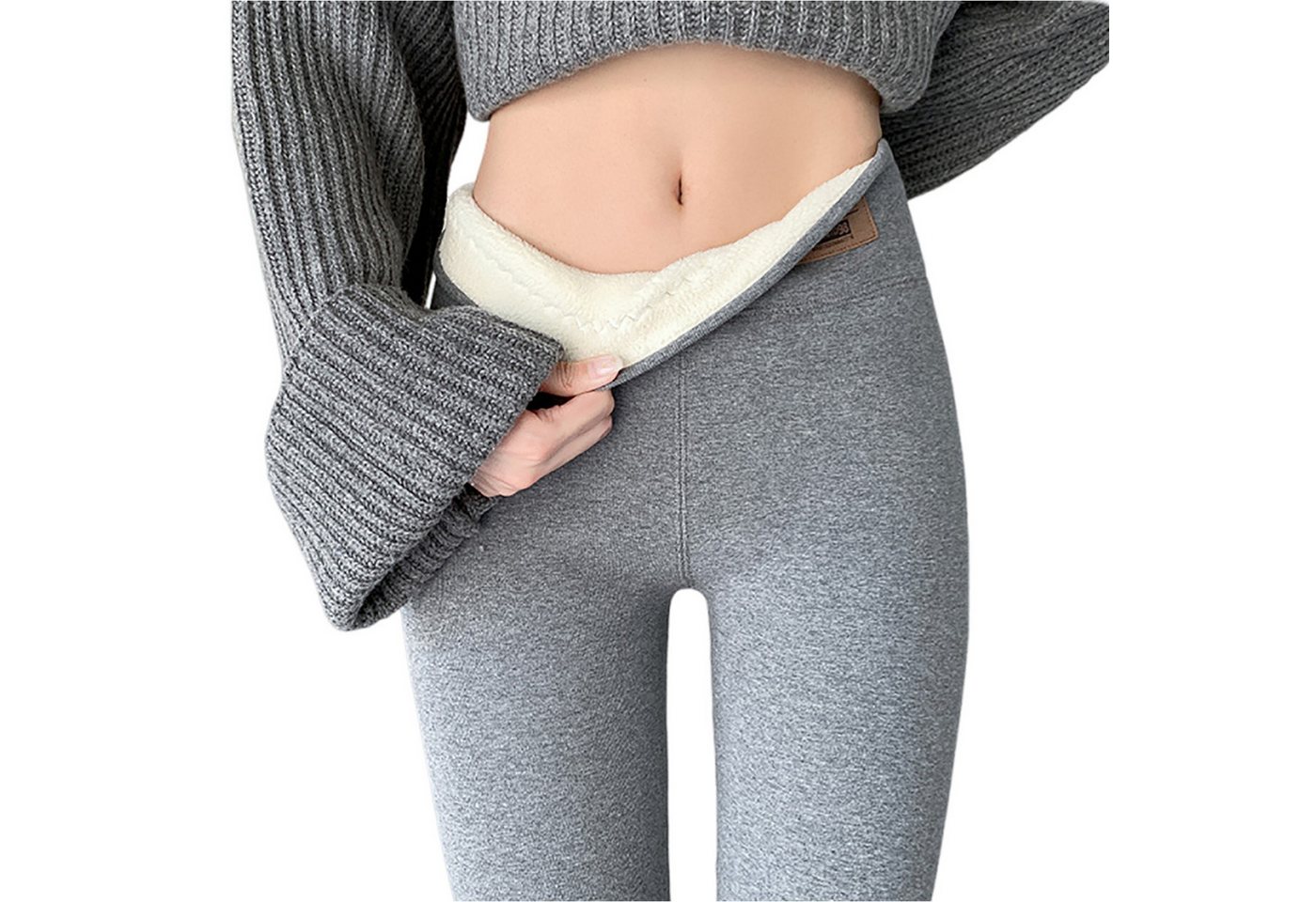 Refttenw Thermoleggings Verlängert Leggins Gefütterte Highwaist Damen Stretch-Hose mit Shaping Effekt von Refttenw