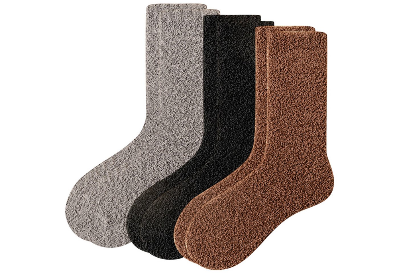 Refttenw Thermosocken Damen Wintersocken aus Coral Fleece,Schlafsocken, 3 Paar von Refttenw