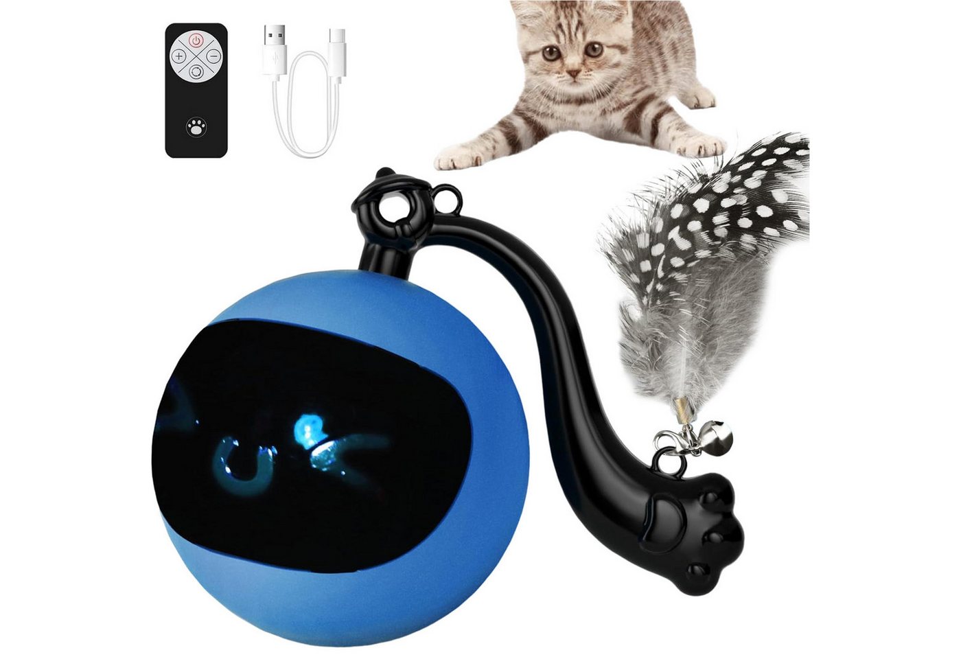 Refttenw Tier-Intelligenzspielzeug Interaktives Katzenspielzeug Ball mit Fernbedienung, Katzenspielzeuge mit Federn Elektrisches Selbstbeschäftigung Refttenw Tier-Intelligenzspielzeug Interaktives Katzenspielzeug Ball mit Fernbedienung, Katzenspielzeuge mit Federn Elektrisches Selbstbeschäftigung von Refttenw