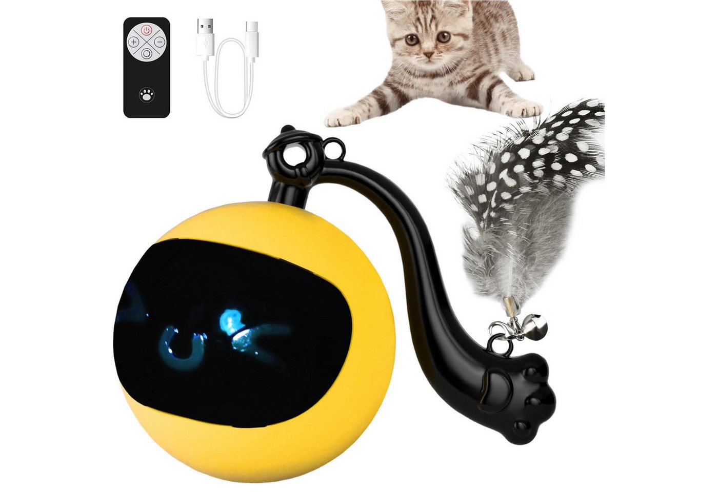 Refttenw Tier-Intelligenzspielzeug Interaktives Katzenspielzeug Ball mit Fernbedienung, Katzenspielzeuge mit Federn Elektrisches Selbstbeschäftigung Refttenw Tier-Intelligenzspielzeug Interaktives Katzenspielzeug Ball mit Fernbedienung, Katzenspielzeuge mit Federn Elektrisches Selbstbeschäftigung von Refttenw