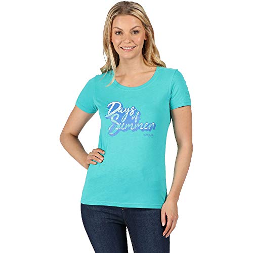 Regatta Damen Filandra Iv' Coolweave Cotton Graphic Print Short Sleeve T-Shirt/Polos/Unterhemden, blau, 46 Regatta Damen Filandra Iv' Coolweave Cotton Graphic Print Short Sleeve T-Shirt/Polos/Unterhemden, blau, 46 von Regatta