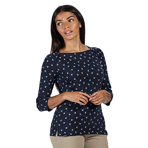 Regatta Damen Polina' Long Sleeve Cotton Boat Neck Jersey T-Shirts/Polo-Hemden/Westen, Nvybrdprint, 34 Regatta Damen Polina' Long Sleeve Cotton Boat Neck Jersey T-Shirts/Polo-Hemden/Westen, Nvybrdprint, 34 von Regatta