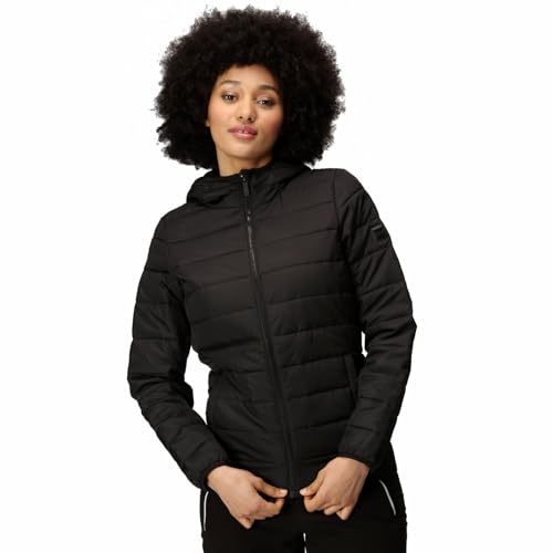 Regatta Damen Women's Helfa Lightweight Insulated Hooded Baffle Quilted Jacket Jacke, Schwarz, 46, 3xl von Regatta