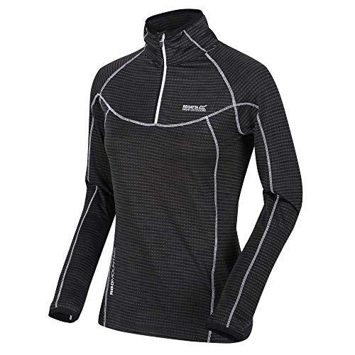 Regatta Damen Yonder Quick Dry Grid Fabric Performance Wicking Zip Neck Fleece T-Shirt/Polos/Wests XL Schwarz von Regatta