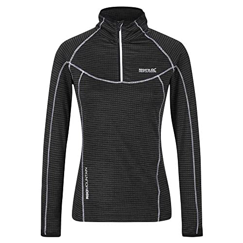 Regatta Damen Womens Yonder Quick Dry Grid Fabric Performance Wicking Zip Neck Fleece T-Shirts/Polo-Hemden/Westen, Schwarz, 44 von Regatta