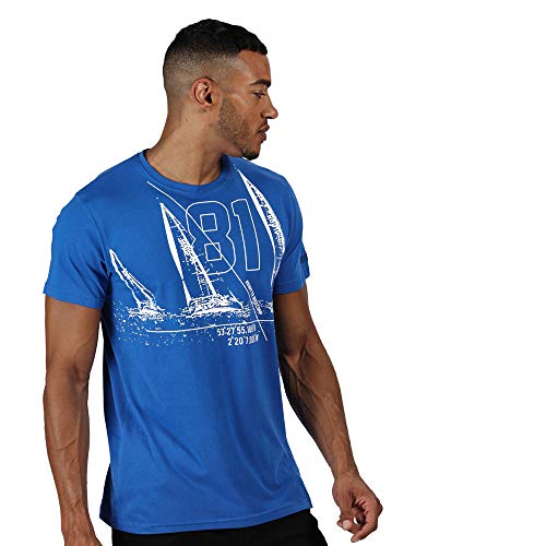Regatta Herren Cline IV' Light Short Sleeve mit Grafikprint T-Shirt/Polos/Unterhemden, Nautical Blue, XL Regatta Herren Cline IV' Light Short Sleeve mit Grafikprint T-Shirt/Polos/Unterhemden, Nautical Blue, XL von Regatta