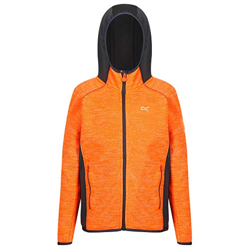 Regatta Kinder Dissolver Ii Extol Stretch Strick-Effekt Kapuzen-Fleece, Blaze Orange/Seal Grey, 9-10 Jahre von Regatta