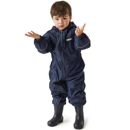 Regatta Kinder Splosh III Waterproof And Breathable Insulated Lightweight All-In-One Anzug, Navy, Size 12-18 von Regatta