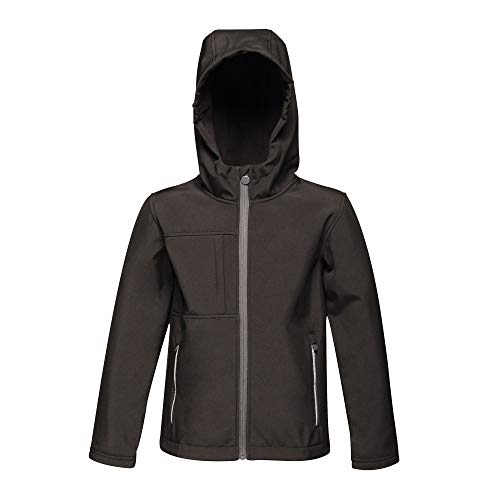 Regatta Unisex Kinder Professionelle Softshelljacke mit Kapuze, wasserdicht, atmungsaktiv, windabweisend, bedruckbar, 3-lagig Softshell, Schwarz, Size: 7-8 Regatta Unisex Kinder Professionelle Softshelljacke mit Kapuze, wasserdicht, atmungsaktiv, windabweisend, bedruckbar, 3-lagig Softshell, Schwarz, Size: 7-8 von Regatta