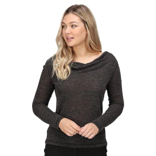 Regatta Women Frayda Langarm-T-Shirt für Damen, mit Wasserfallausschnitt Polos/Vests, Black, Size: 16 von Regatta