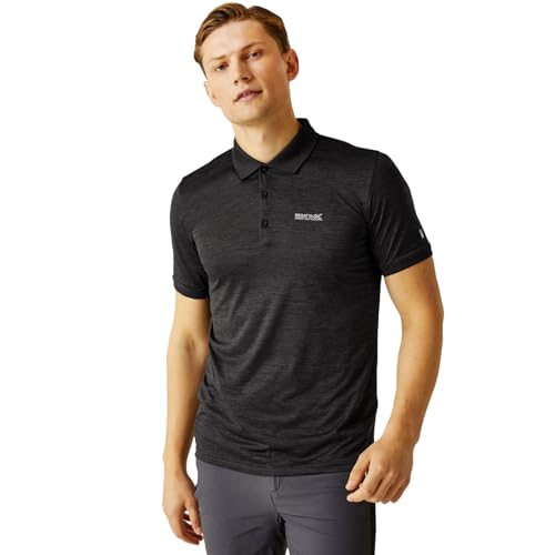 Regatta II Schnelltrocknendes, absorbierendes T-Shirt mit Knopfkragen, Schwarz, M Regatta II Schnelltrocknendes, absorbierendes T-Shirt mit Knopfkragen, Schwarz, M von Regatta