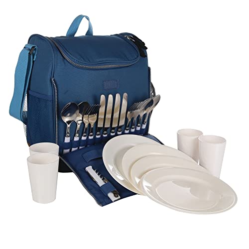 Stamford Picknicktasche mit Tellern, Besteck, Bechern und Flaschenöffner für Vier Personen von Regatta