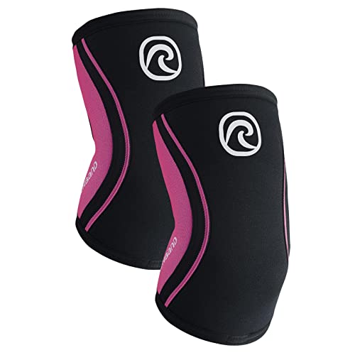 Rehband Ellenbogenbandage aus 5mm SBR/Neopren, Ellenbogen Sleeve für Kraftsport, anatomisches Design, rutschfest & enganliegend für Damen & Herren, Farbe:Schwarz/Pink - 1 Paar, Größe:S Rehband Ellenbogenbandage aus 5mm SBR/Neopren, Ellenbogen Sleeve für Kraftsport, anatomisches Design, rutschfest & enganliegend für Damen & Herren, Farbe:Schwarz/Pink - 1 Paar, Größe:S von Rehband