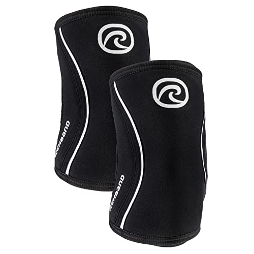 Rehband Ellenbogenbandage aus 5mm SBR/Neopren, Ellenbogen Sleeve für Kraftsport, anatomisches Design, rutschfest & enganliegend für Damen & Herren, Farbe:Schwarz - 1 Paar, Größe:XS von Rehband