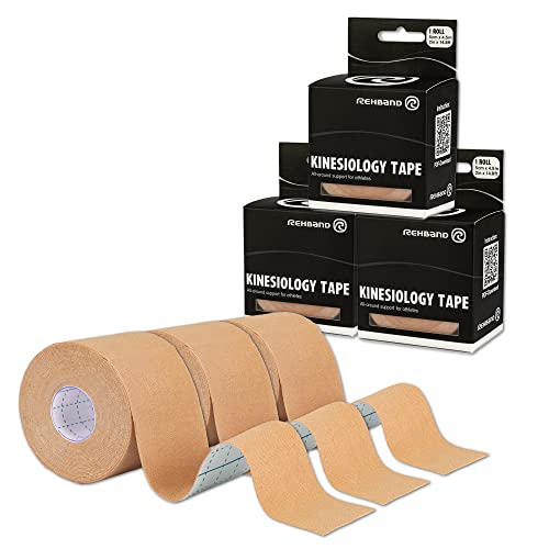 Rehband Kinesiologie Tape zur Selbstanwendung, Physio Sport-Tape zur Unterstützung von Gelenken & Muskulatur, wasserfest, hautfreundlich, elastisch, Farbe:3 x Beige, Größe:3 Rollen Rehband Kinesiologie Tape zur Selbstanwendung, Physio Sport-Tape zur Unterstützung von Gelenken & Muskulatur, wasserfest, hautfreundlich, elastisch, Farbe:3 x Beige, Größe:3 Rollen von Rehband