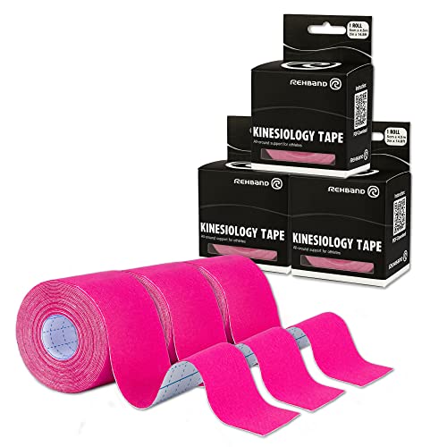 Rehband Kinesiologie Tape zur Selbstanwendung, Physio Sport-Tape zur Unterstützung von Gelenken & Muskulatur, wasserfest, hautfreundlich, elastisch, Farbe:3 x Pink, Größe:3 Rollen Rehband Kinesiologie Tape zur Selbstanwendung, Physio Sport-Tape zur Unterstützung von Gelenken & Muskulatur, wasserfest, hautfreundlich, elastisch, Farbe:3 x Pink, Größe:3 Rollen von Rehband