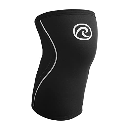 Rehband Kniebandage, 5 mm, zur Unterstützung der Knie – stabilisiert Gelenke und Muskeln – ideal für Sport und Krafttraining, Farbe: Schwarz, Größe: M von Rehband