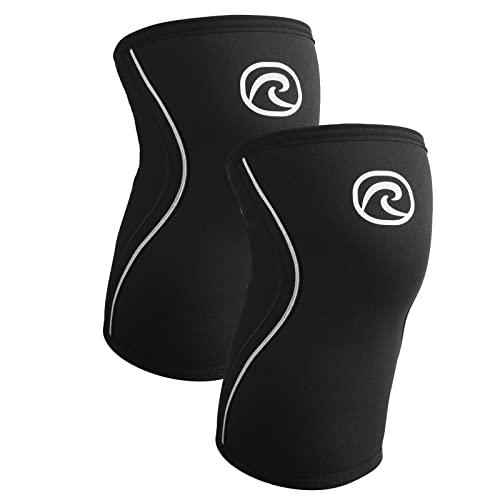 Rehband Kniebandage Kraftsport, Kniestütze für Cross Fit & schweres Training, Knee Sleeve aus 5 mm Neopren, in vielen Farben & Größen, Unisex, Farbe:Schwarz - 1 Paar, Größe:L von Rehband